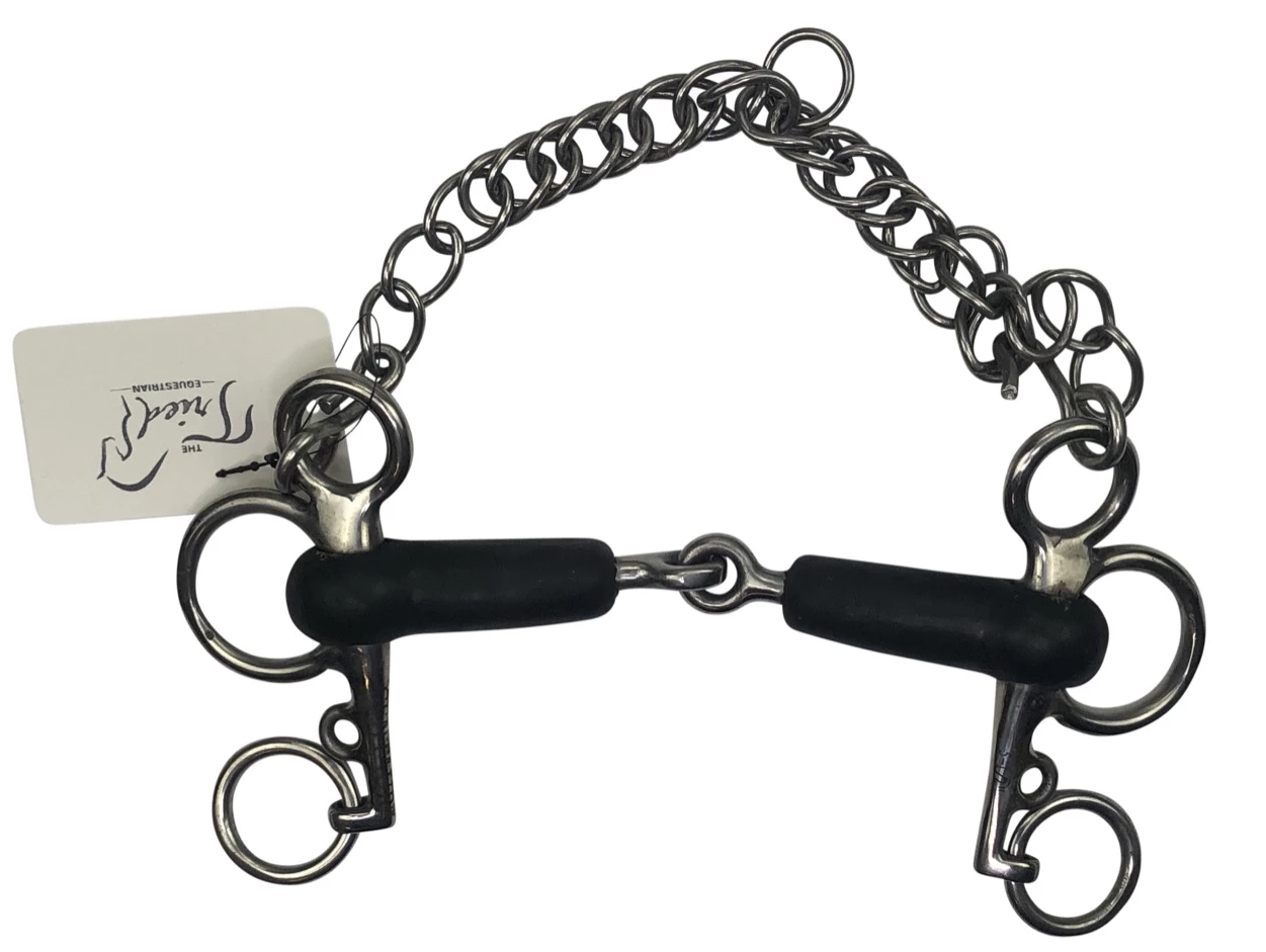 Centaur Rubber Mouth Tom Thumb Pelham Bit in Black/Stainless Steel - 5"