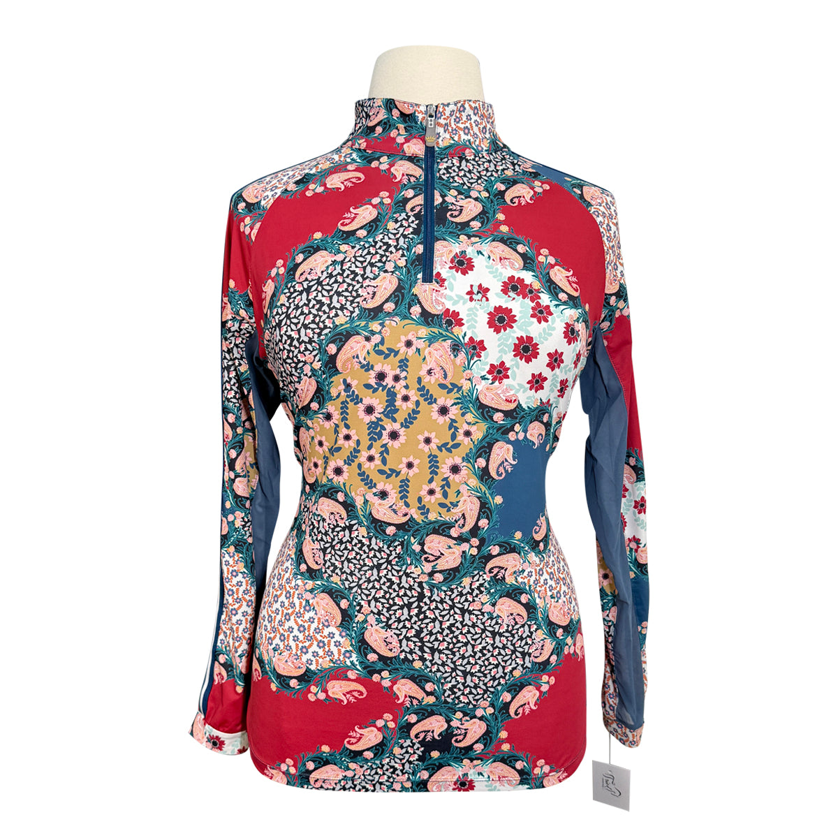 Kastel Long Sleeve Zip Shirt in Patchwork Floral