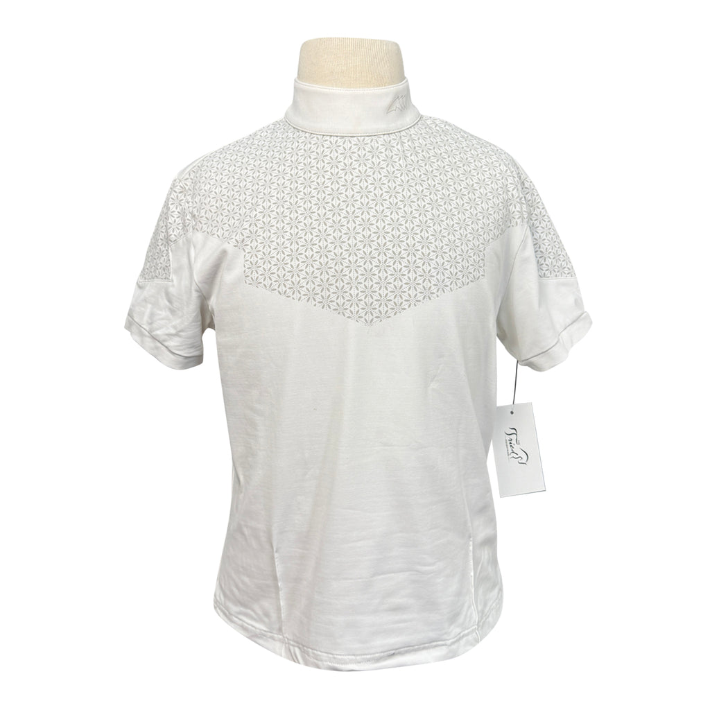 e Short Sleeve Competition Shirt in White/Grey Flowers