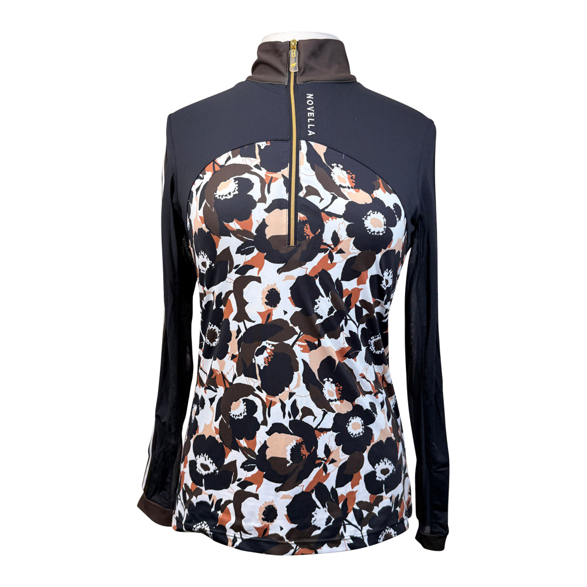 Novella Equestrian 'The Diva' Long Sleeve Shirt in Black/Autumn Floral