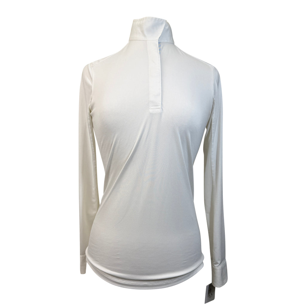 Essex Classics Beacon Hill Talent Yarn Long Sleeve Show Shirt in White/Pink Clover - Women's XL