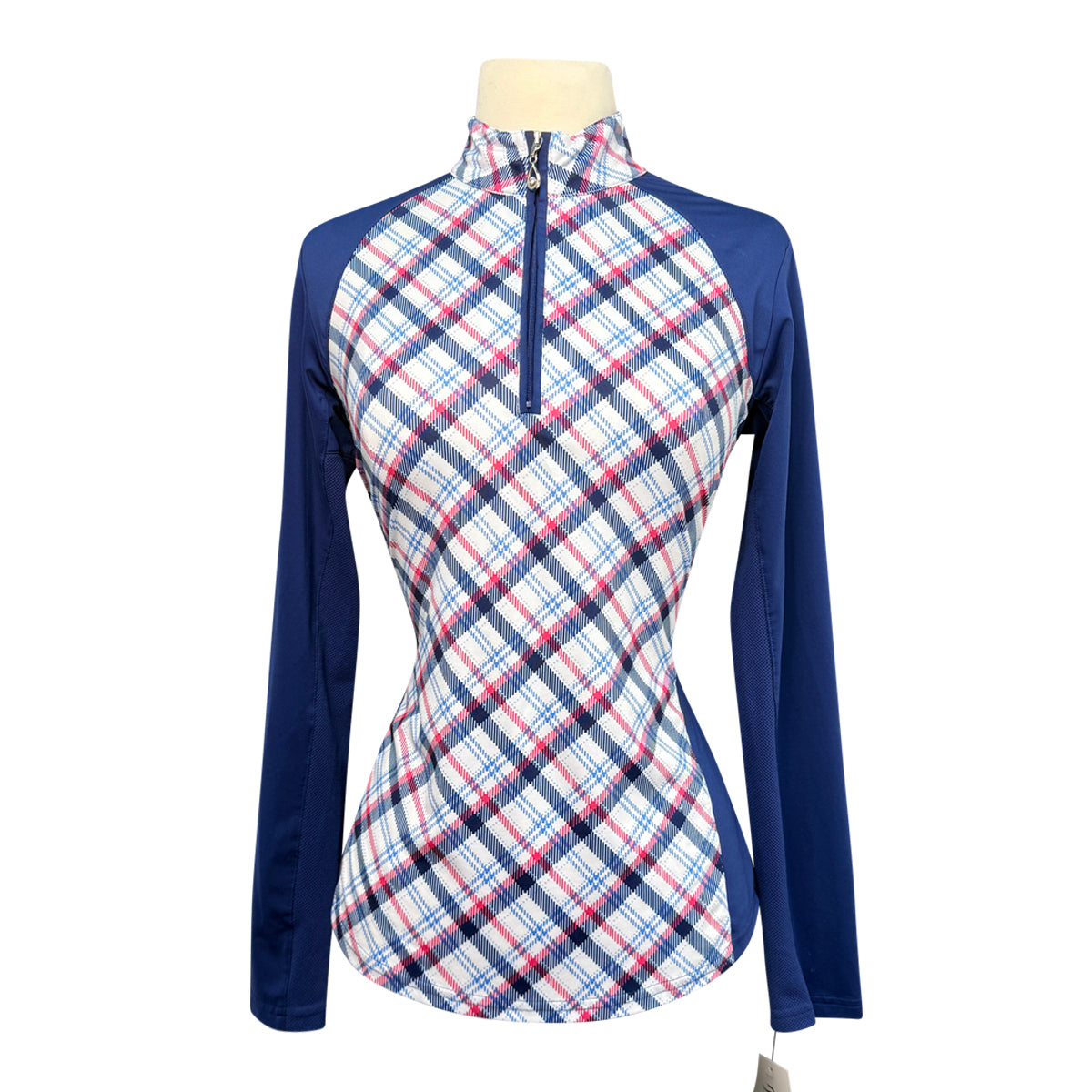 SanSoleil Sun Shirt in Navy/Pink Plaid