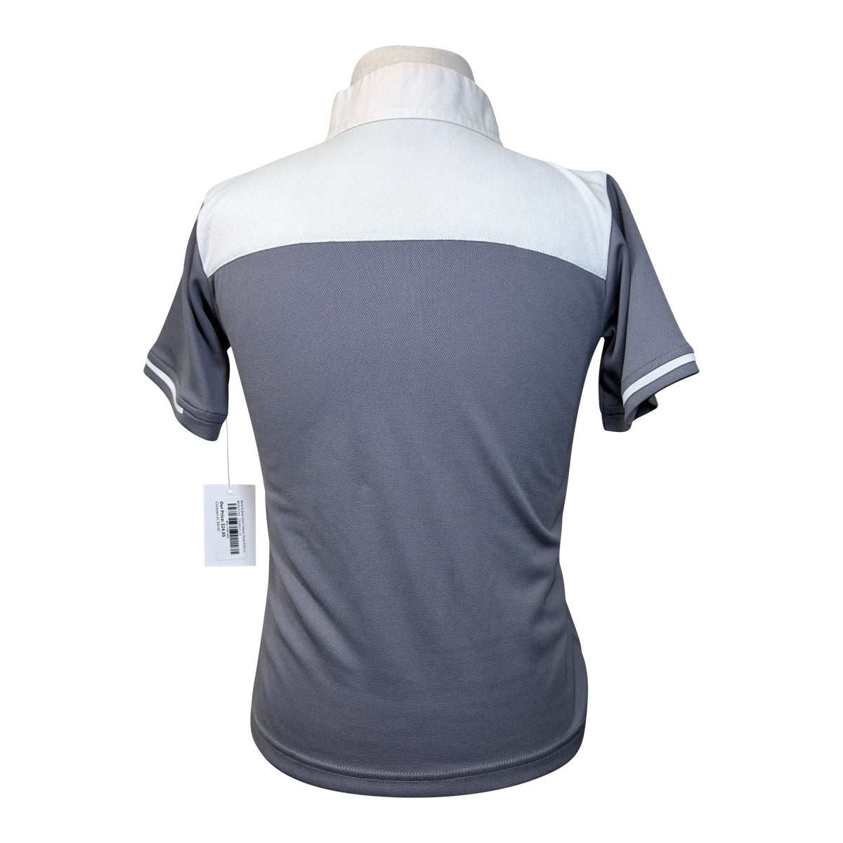 Belle &amp;amp; Bow Short Sleeve Show Polo in White/Grey
