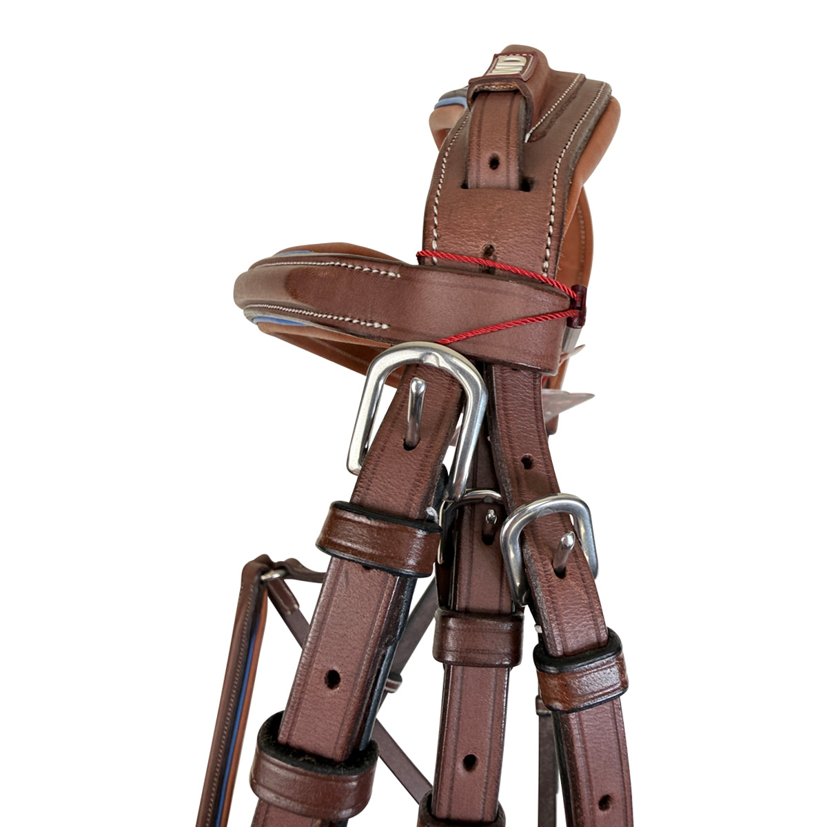 CWD Anatomic Raised Fancy Stitched Figure 8 Bridle in Brown/Blue