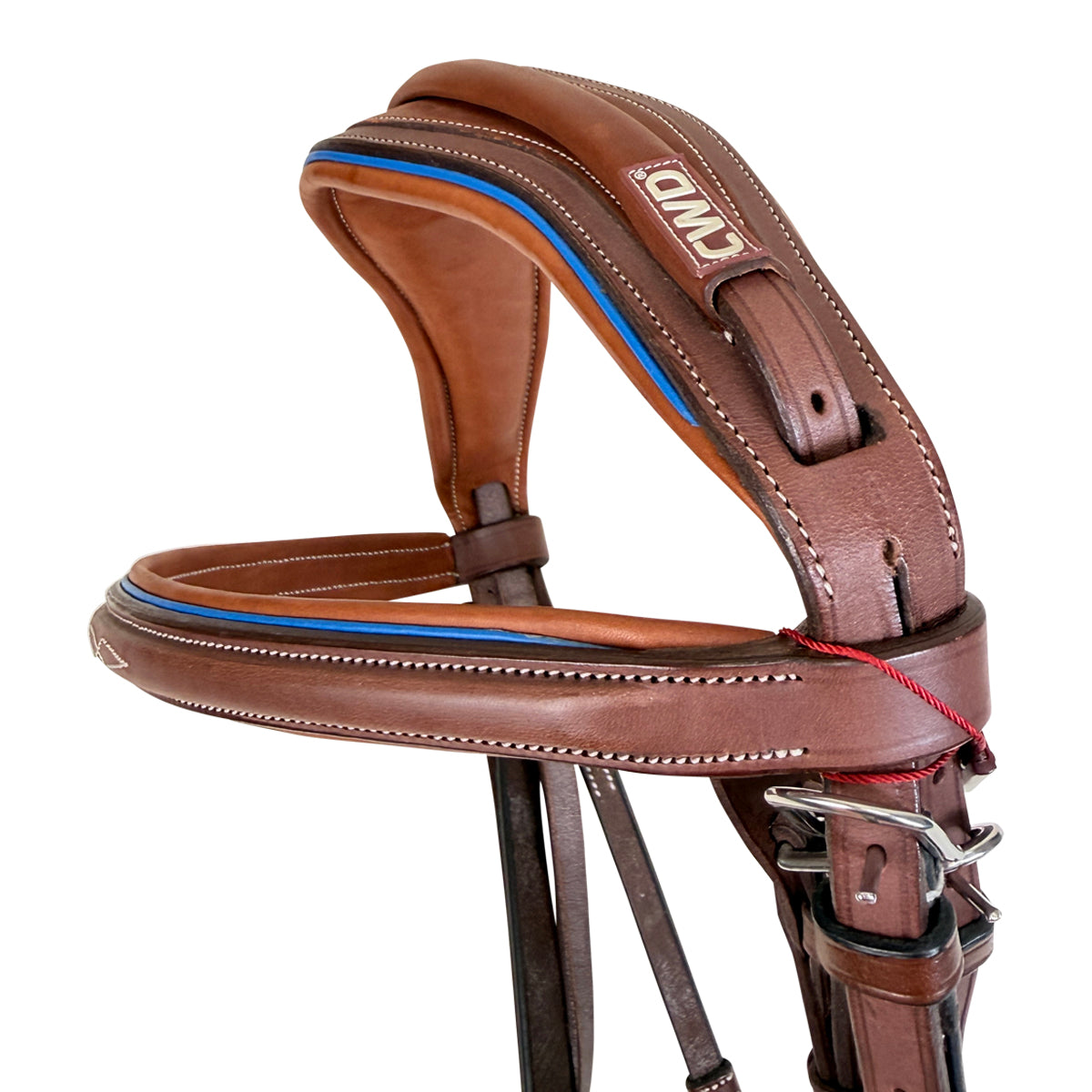 CWD Anatomic Raised Fancy Stitched Figure 8 Bridle in Brown/Blue