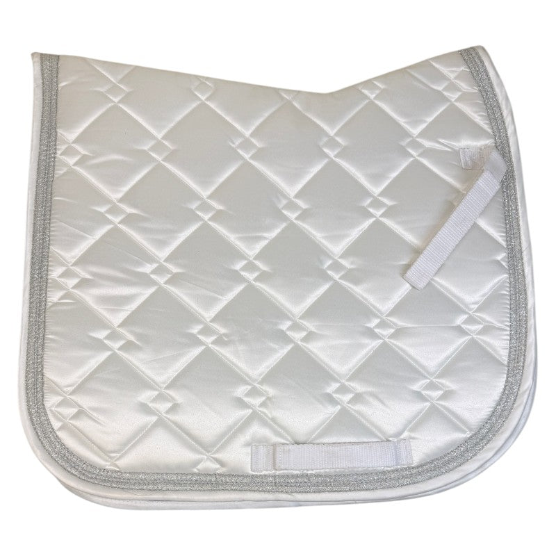 Equine Couture Satin Dressage Pad in White/Silver