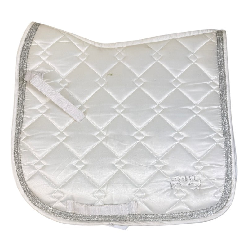 Equine Couture Satin Dressage Pad in White/Silver