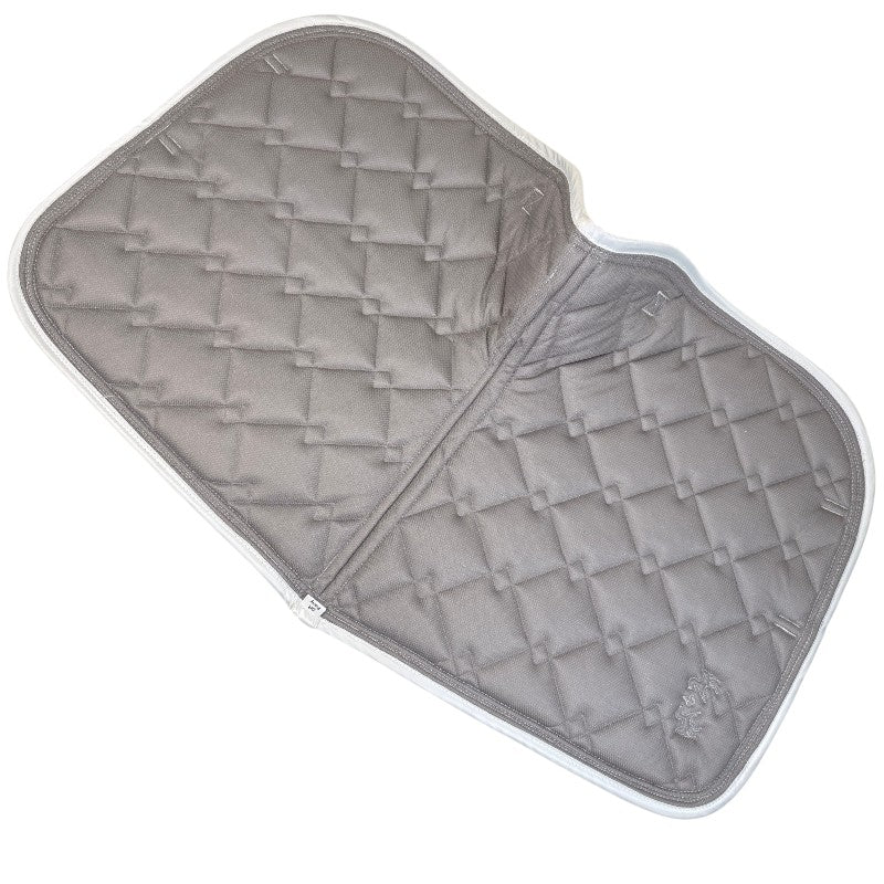 Equine Couture Satin Dressage Pad in White/Silver