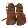 Leather Open Front Eq Boots in Brown - Full