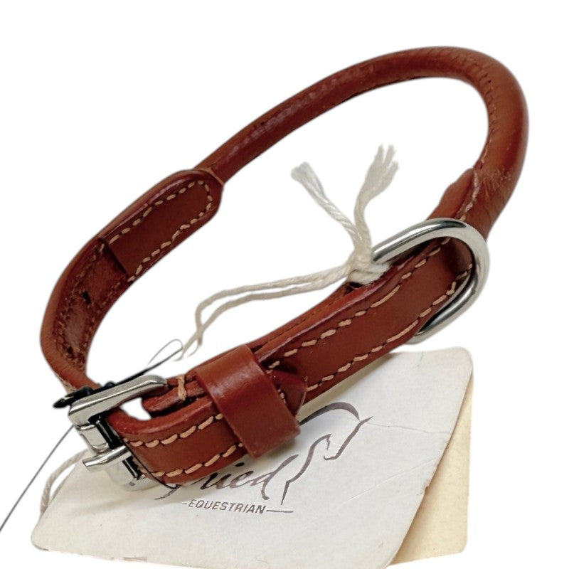 NWOT Rolled Leather Dog Collar in Cognac