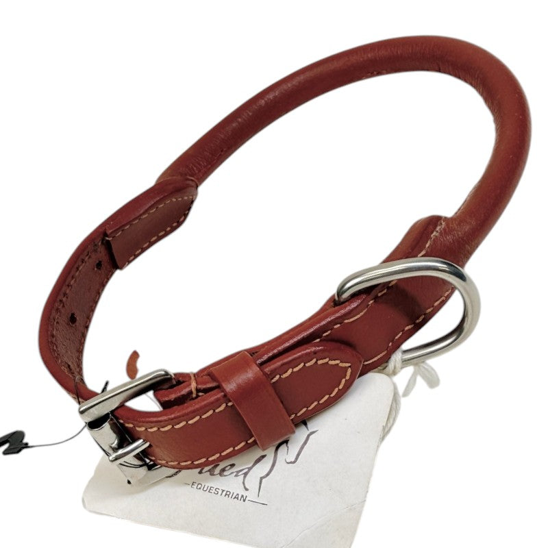 NWOT Rolled Leather Dog Collar in Cognac