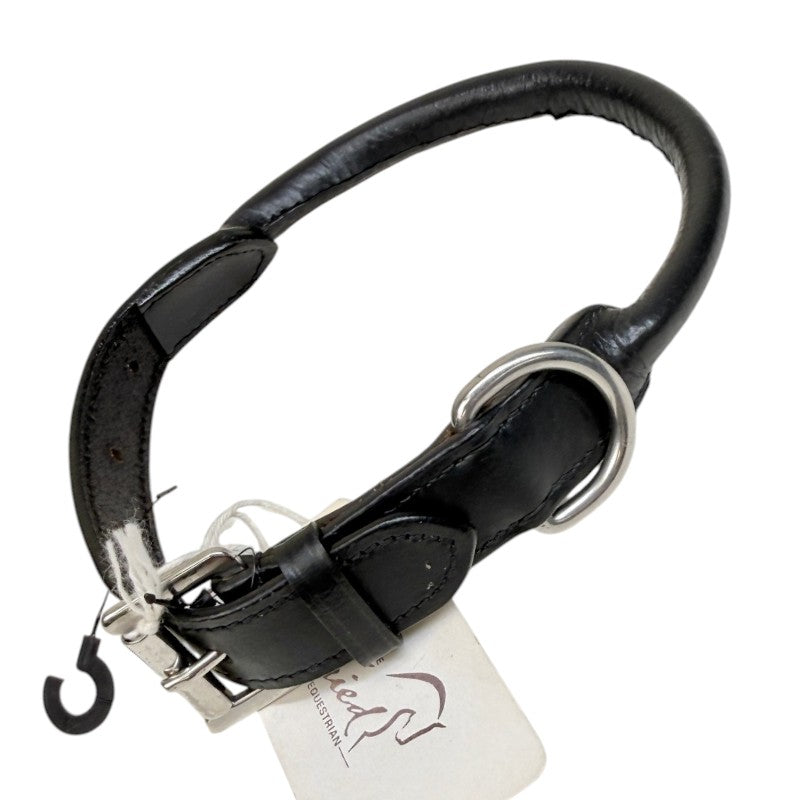 Rolled Leather Dog Collar in Black
