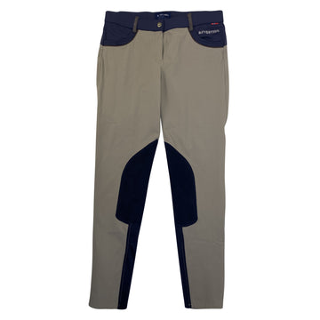 B Vertigo Colorblock Knee Patch Breeches in Tan/Navy