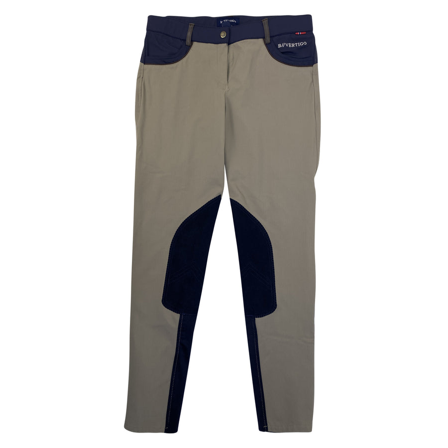 B Vertigo Colorblock Knee Patch Breeches in Tan/Navy