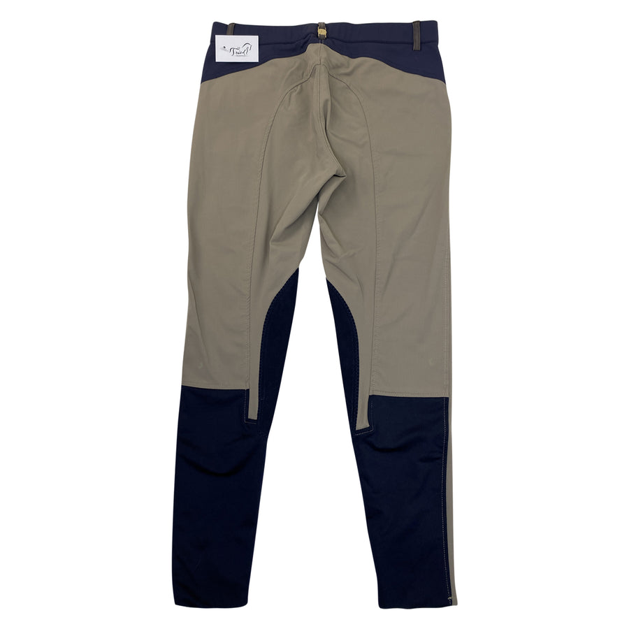 Back fo B Vertigo Colorblock Knee Patch Breeches in Tan/Navy