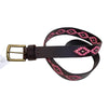 Embroidered Leather Belt in Brown/Pink