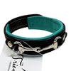 Tory Leather Padded Snaffle Bracelet in Black/Teal