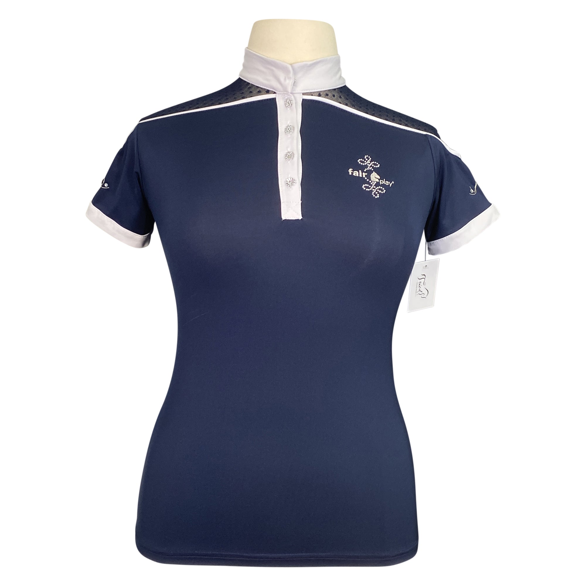Fair Play &#39;Letizia&#39; Short Sleeve Competition Shirt in Navy/White