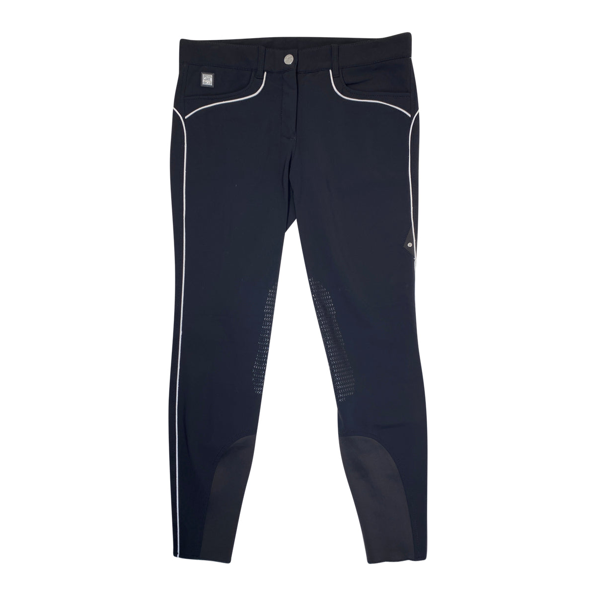 Equiline 'Eidacek' Knee Grip Breeches in Black/White Trim