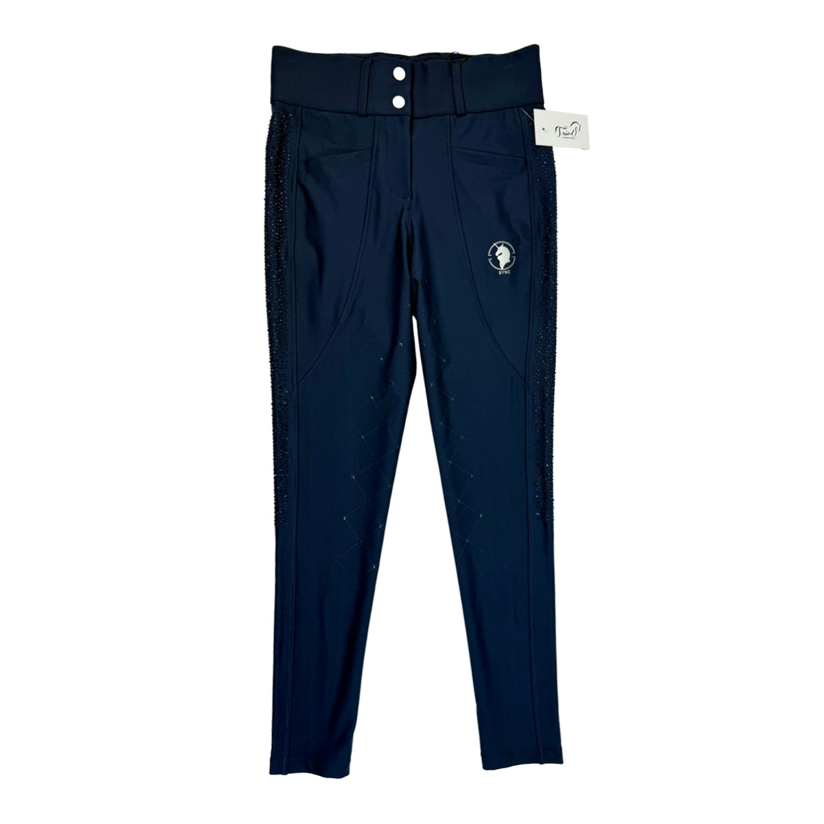 Sync Equestrian Dragon Rhinestone Breeches in Navy