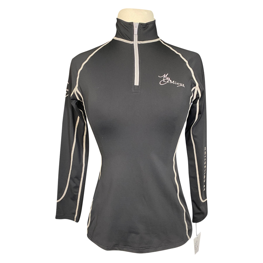 LeMieux 1/4 Zip Long Sleeve Base Layer in Black/Grey