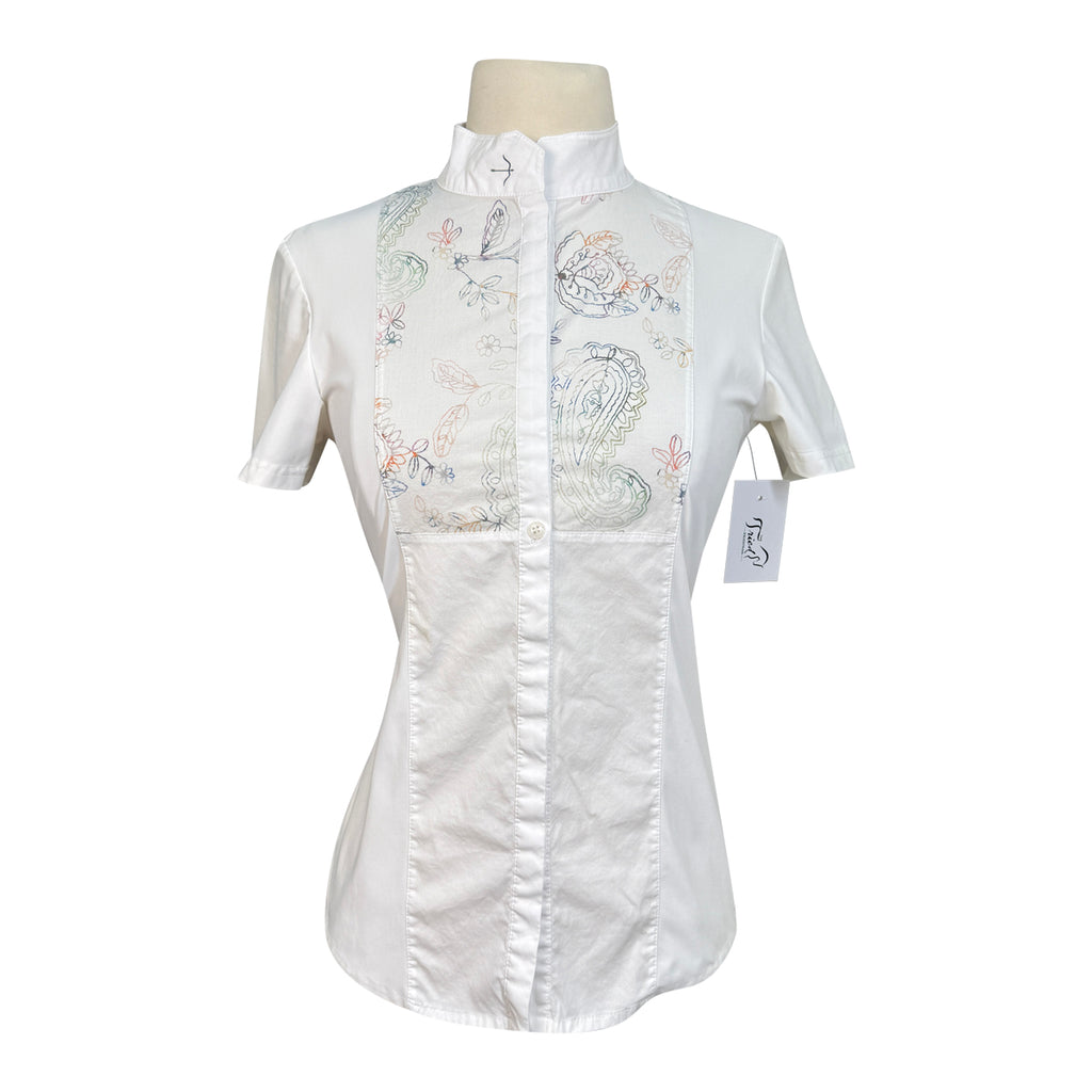 Laguso Equestrian Performance 'Lisa Flower' Short Sleeve Show Shirt in White w/Flowers