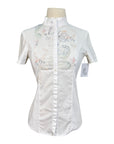 Laguso Equestrian Performance 'Lisa Flower' Short Sleeve Show Shirt in White w/Flowers