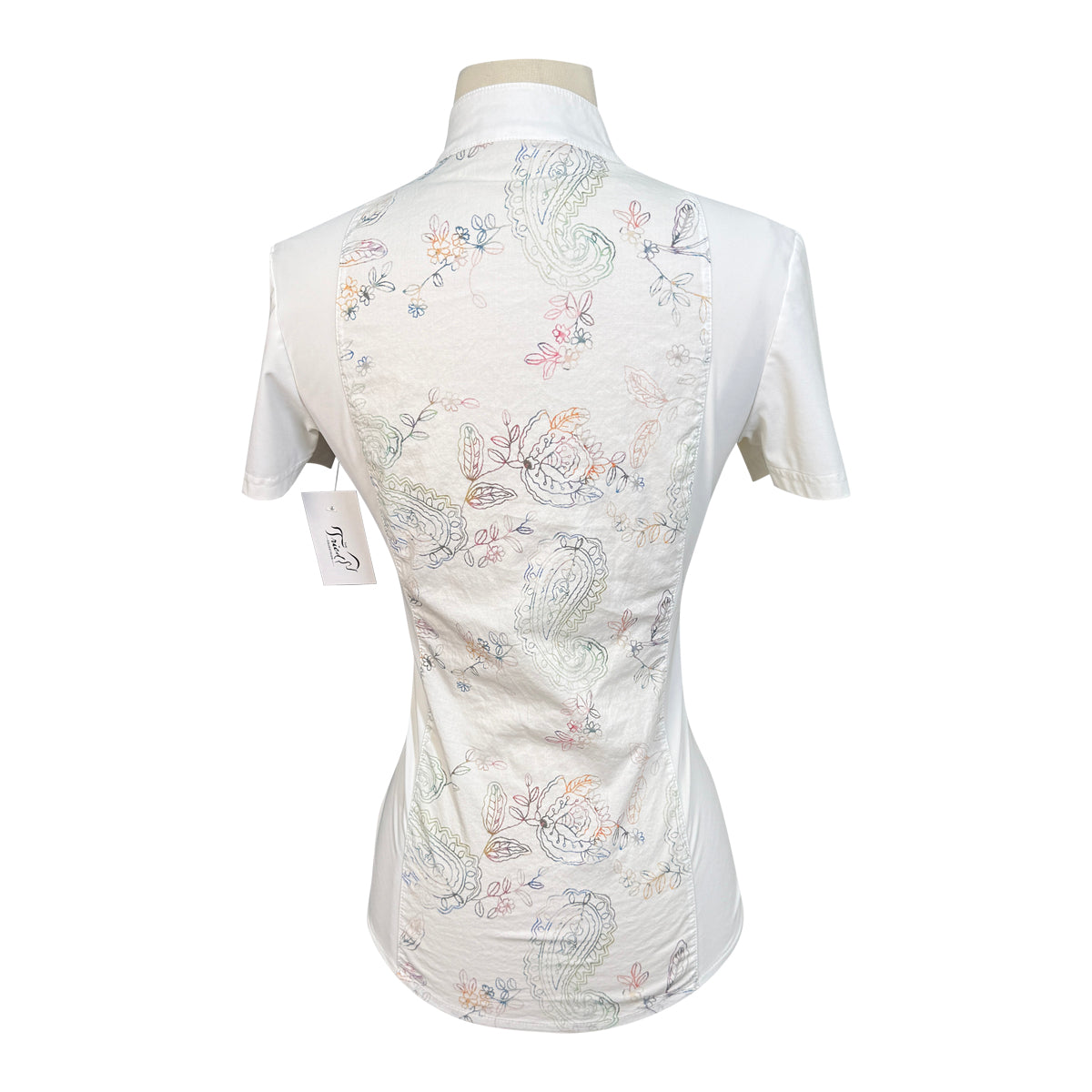 Laguso Equestrian Performance 'Lisa Flower' Short Sleeve Show Shirt in White w/Flowers