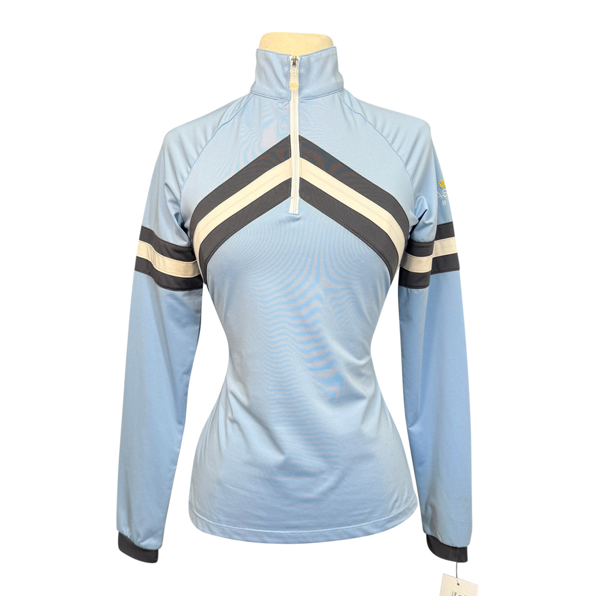 Kastel Long Sleeve Sunshirt in Light Blue with Gray and White Stripes
