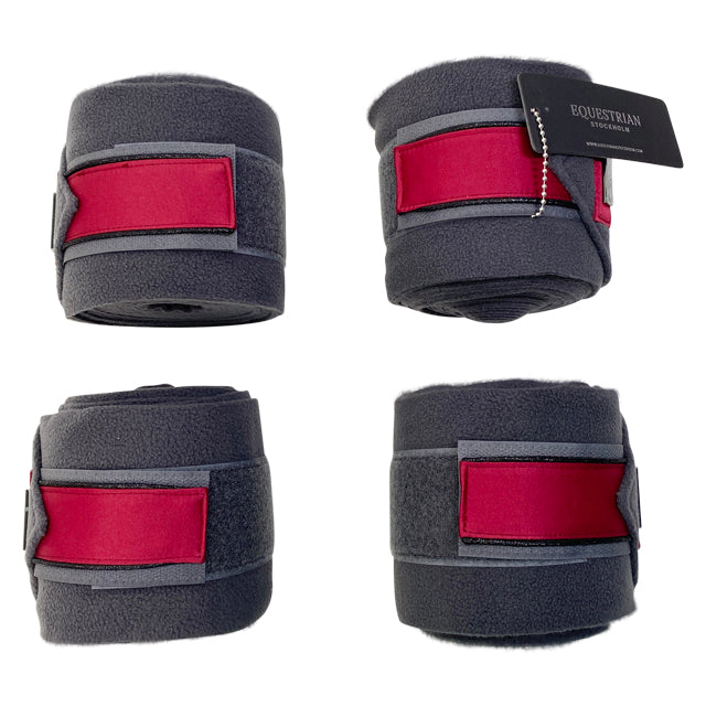 Equestrian Stockholm Fleece Polo Wraps in Grey/Wild Rose