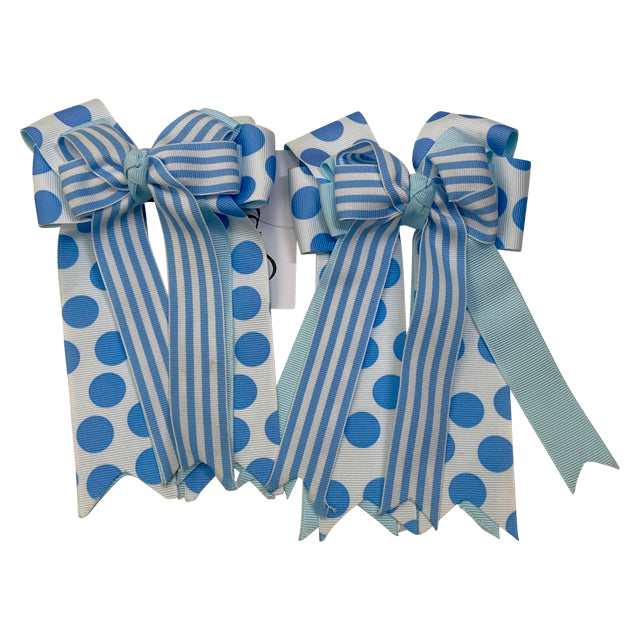 Bows to the Shows 'Show Bows' in Baby Blue Polka Dots/Stripes