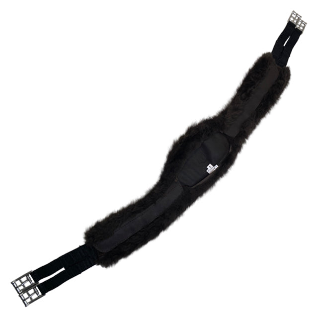 Front side Mattes Long Leather Crescent Sheepskin Girth in Brown - 50