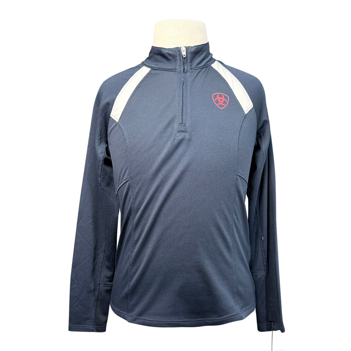 Ariat TEK 1/4 Zip Long Sleeve Shirt in Navy/White