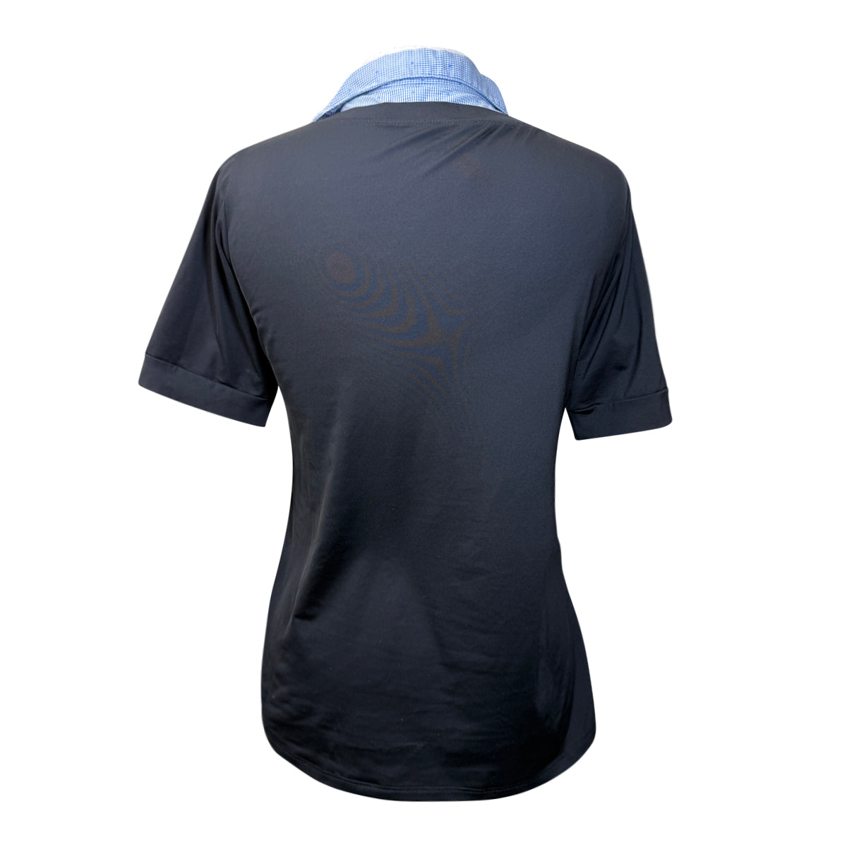 Callidae Short Sleeve Practice Shirt in Black/ Blue Heart Gingham
