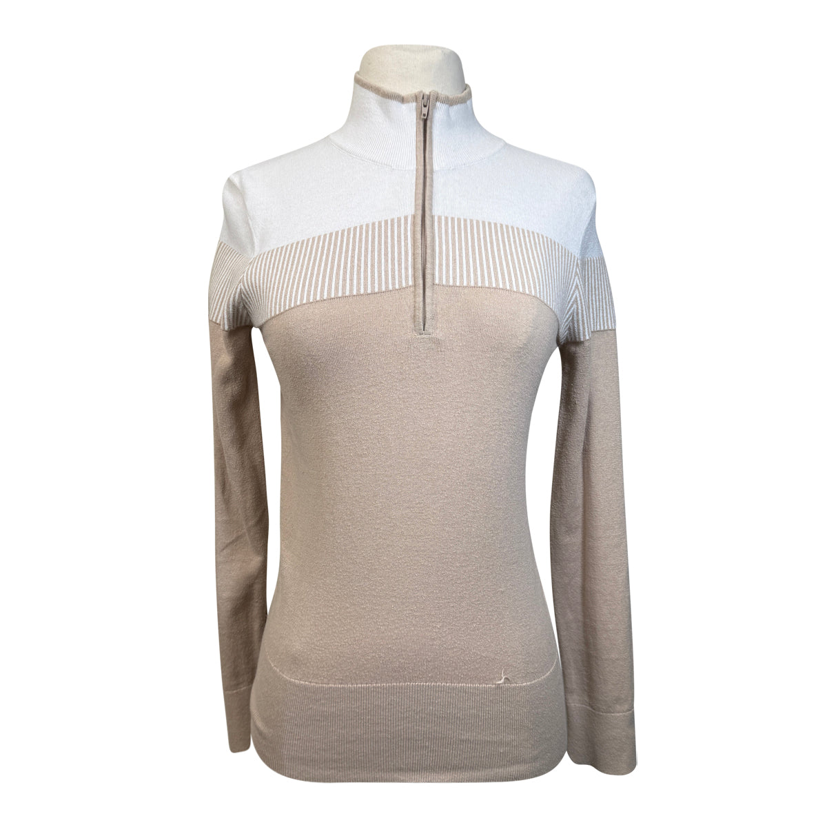 Asmar Equestrian 1/4 Zip Sweater in Tan/White