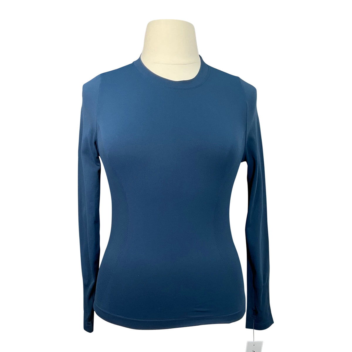 TKEQ Long Sleeve Waist-Length Compression Top in Navy
