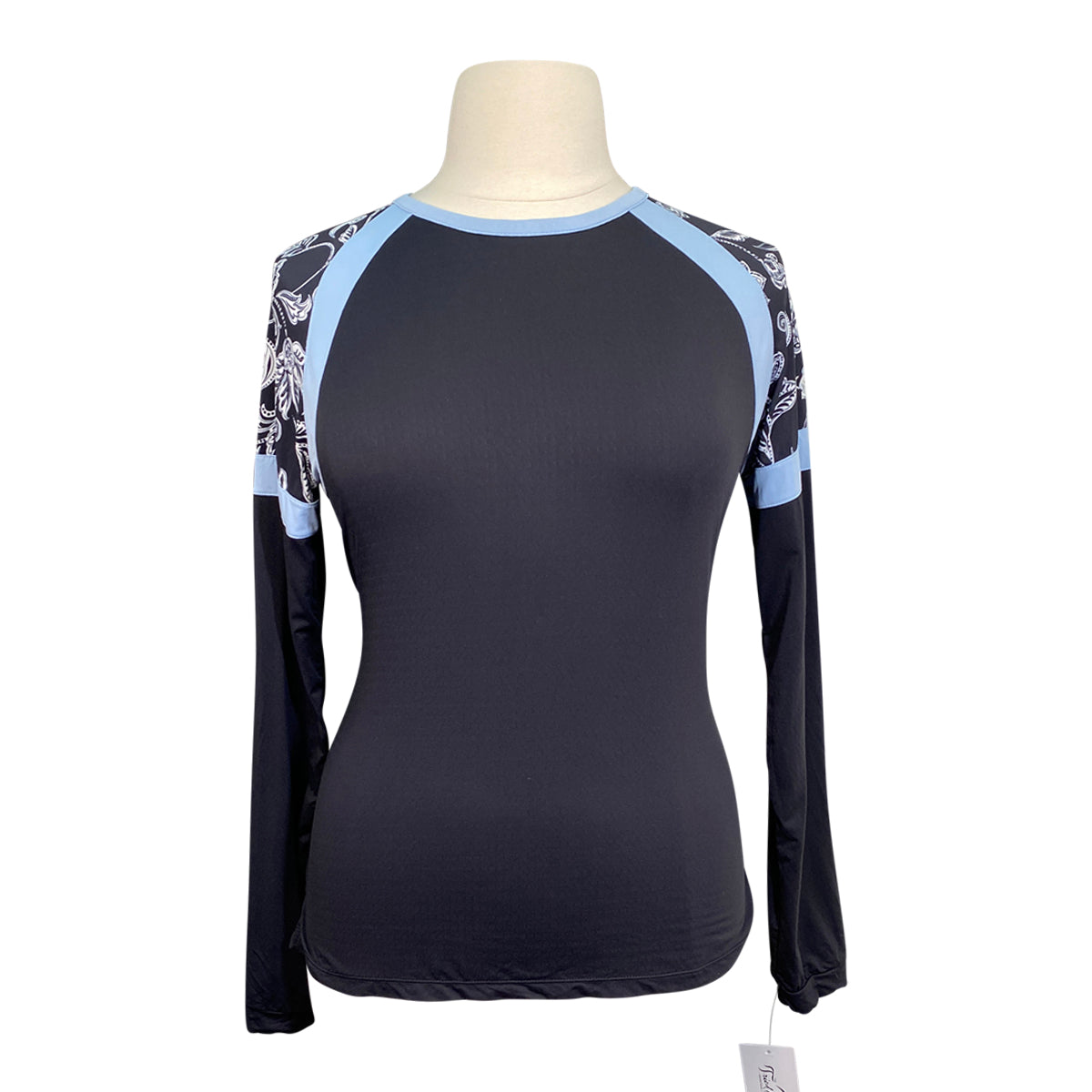 Kastel Long Sleeve Crewneck in Black/Sky/Paisley