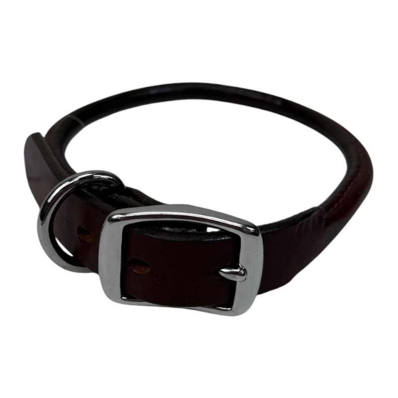 Weaver Rolled Leather Dog Collar in Brown