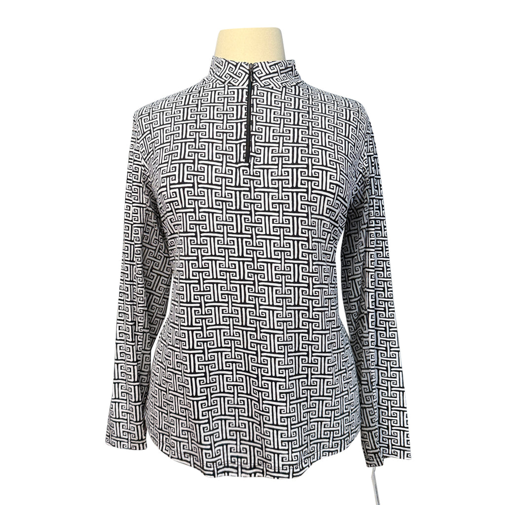 IBKUL Long Sleeve Polo Shirt in Black/White