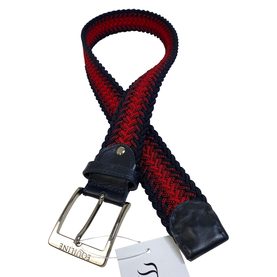 Equiline Woven Elastic Belt in Navy/Red
