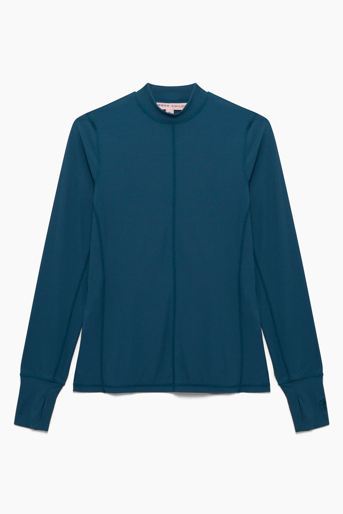 Hannah Child's 'Cameron' Rib Mock Neck Shirt in Deep Sea - Women's XL