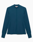 Hannah Child's 'Cameron' Rib Mock Neck Shirt in Deep Sea - Women's XL