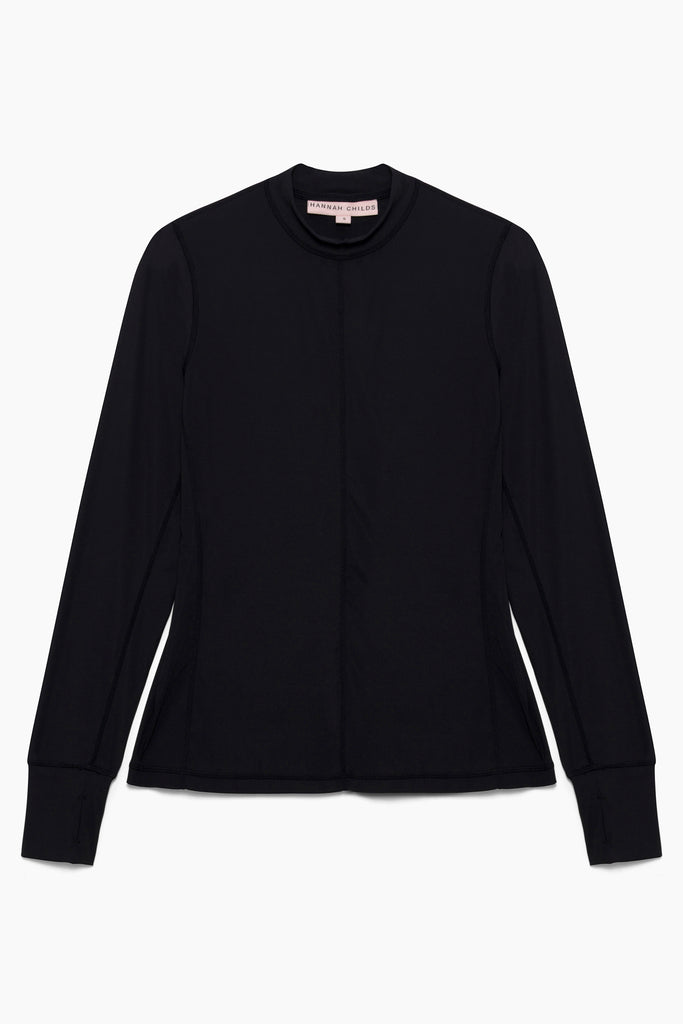 Hannah Child's 'Cameron' Rib Mock Neck Shirt in Pitch Black - Women's XL