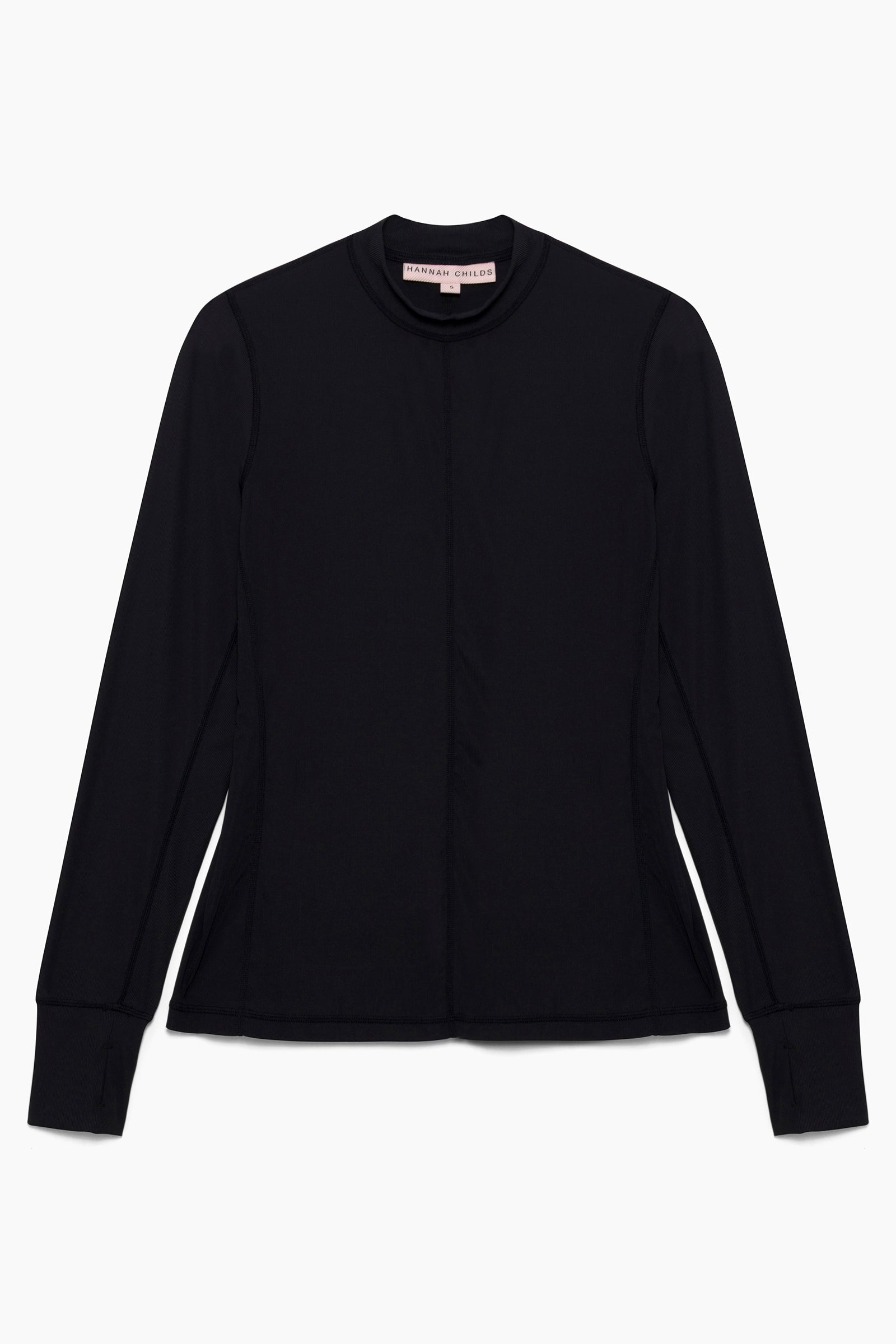 Hannah Child's 'Cameron' Rib Mock Neck Shirt in Pitch Black - Womne's XXS