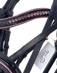 Halter Ego 'Monroe' Patent Double Snaffle Bridle in Black/Pink