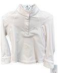 RJ Classics 'Maddie Jr' Long Sleeve Show Shirt in White w/Paw Prints 