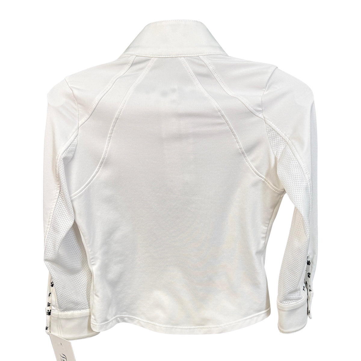 RJ Classics 'Maddie Jr' Long Sleeve Show Shirt in White w/Paw Prints 