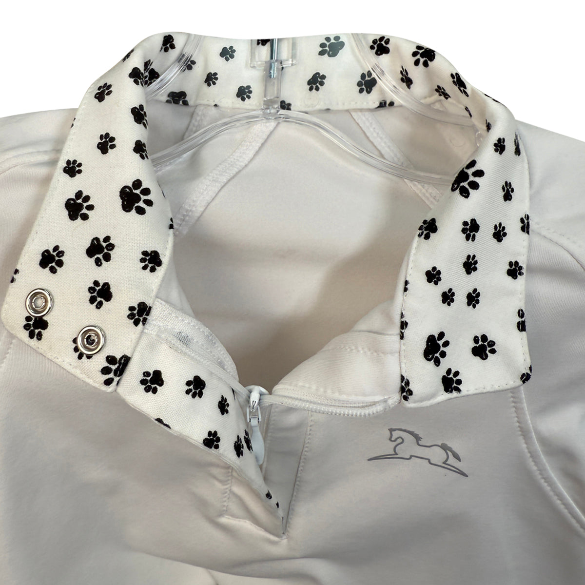 RJ Classics 'Maddie Jr' Long Sleeve Show Shirt in White w/Paw Prints 