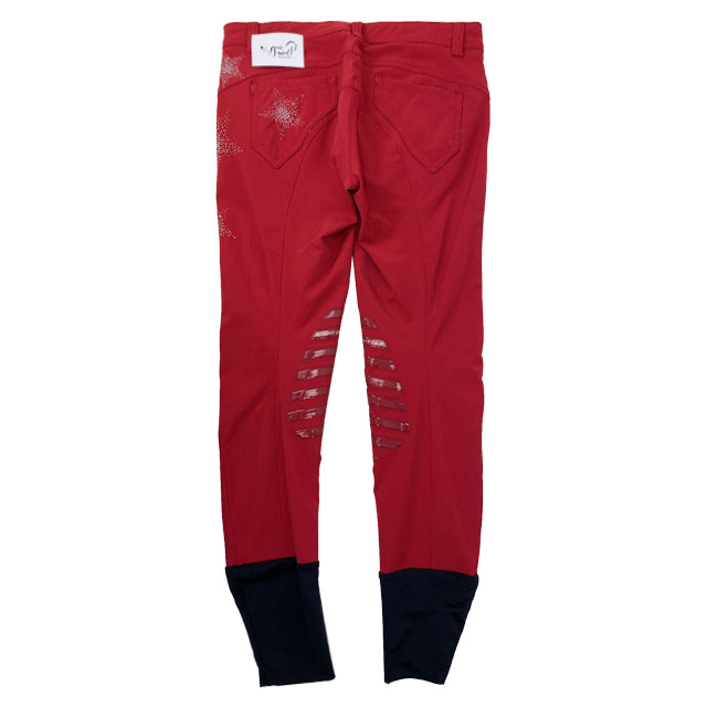 Back of Animo Knee Grip Breeches in Rosso