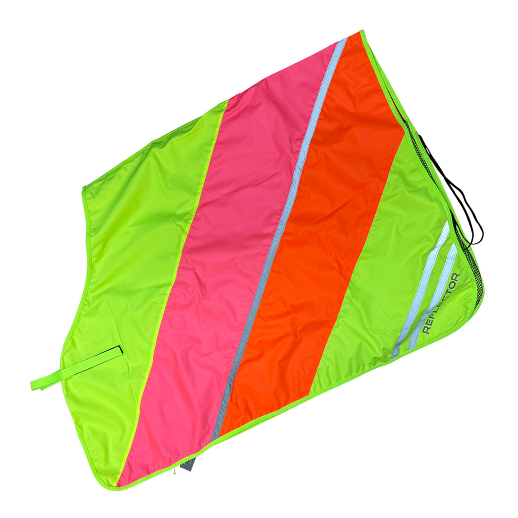 Hy Equestrian Reflector Quarter Mesh Exercise Sheet in Yellow/Pink/Orange